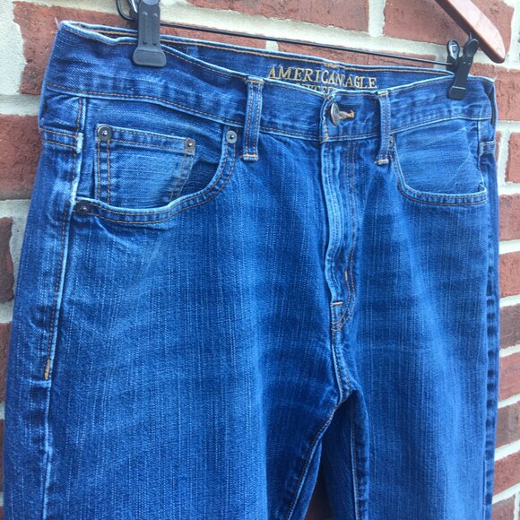 American Eagle Jeans Mens Size 33 Original Straight Lightly Distressed - Picture 2 of 15